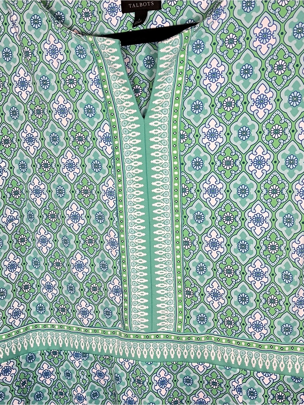 Talbots Women’s Green Tile Medallion Print Midi Sheath Dress Lrg - Picture 5 of 10